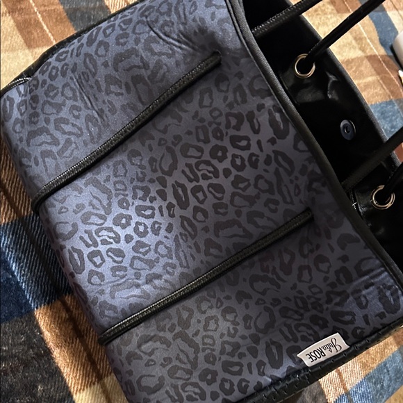 Navy Leopard Print Tote Bag with Matching Pouch - Picture 10 of 10